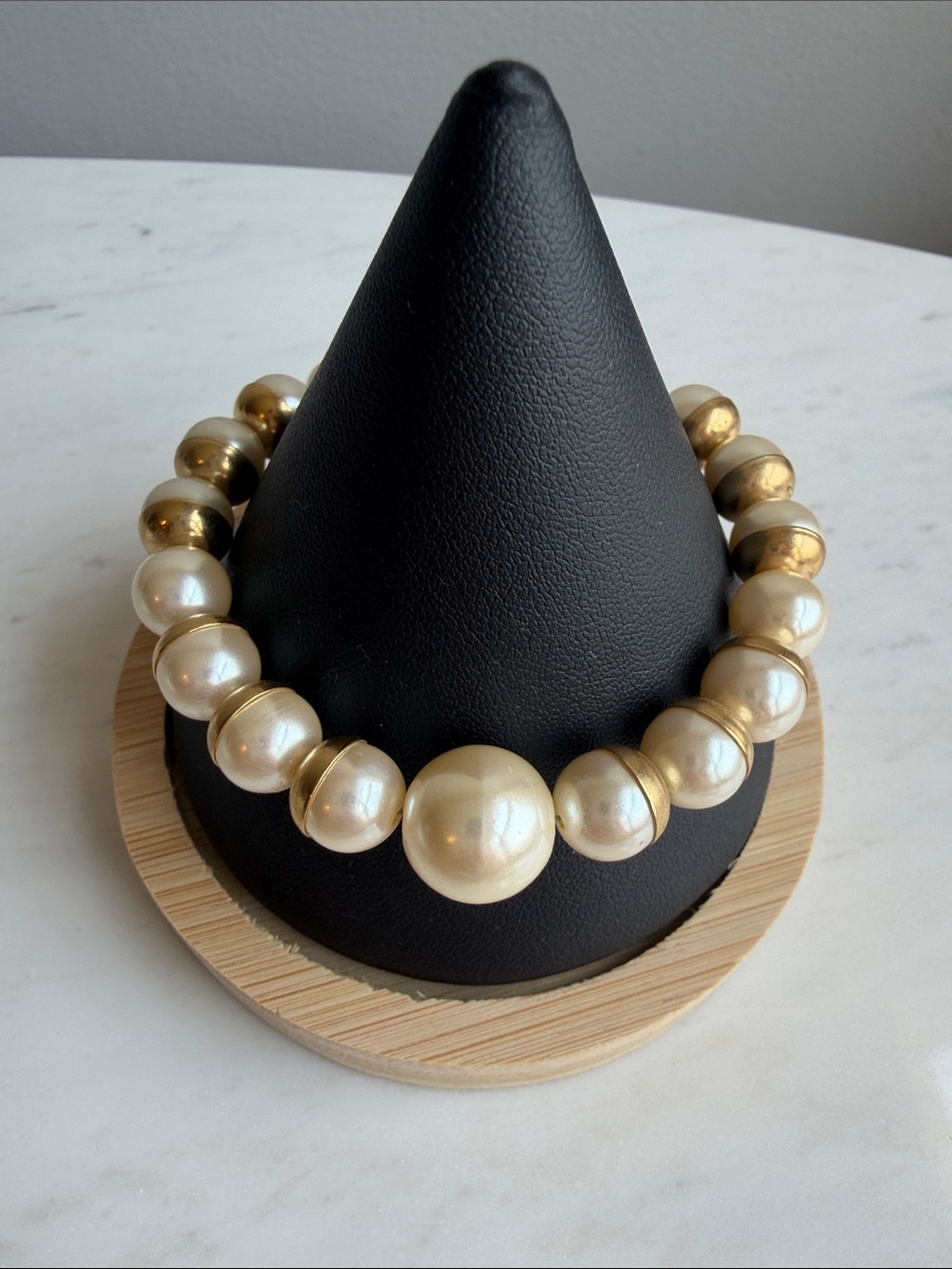 Vintage Napier Pearl and Gold Bead Bracelet - Elegant , Classic